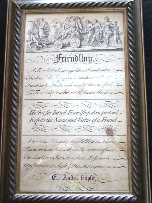 An original 18th century engraving entitled "FRIENDSHIP" from George Bickham's 'The Universal Penman' published in 1741 — image 2